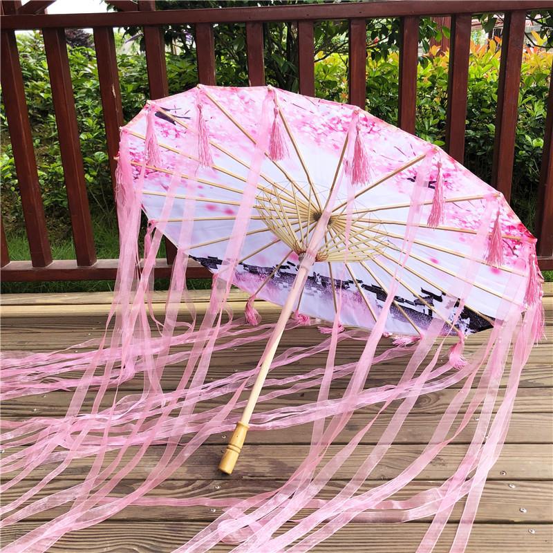 Traditional Hanfu Umbrella with Tassels for Women's Costumes and Children's Photoshoots