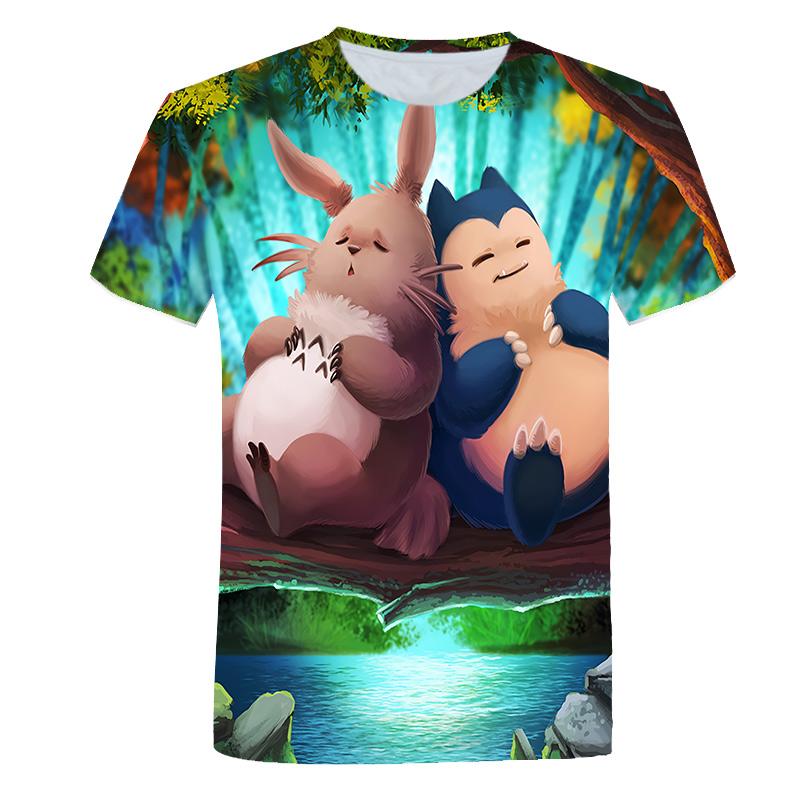 Naujo dizaino „Totoro Print“ marškinėliai vyrams Vasaros laisvalaikio įdomūs anime marškinėliai trumpomis rankovėmis apvalia kaklo drabužiai paaugliams