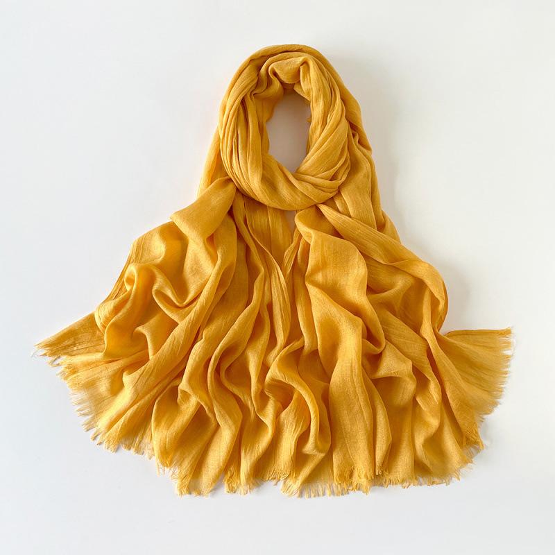 180 * 90 Cotton And Linen Scarf Sunscreen Folds Solid Color Human Cotton Silk Scarf Shawl Multi-Color Yarn Headscarf Women