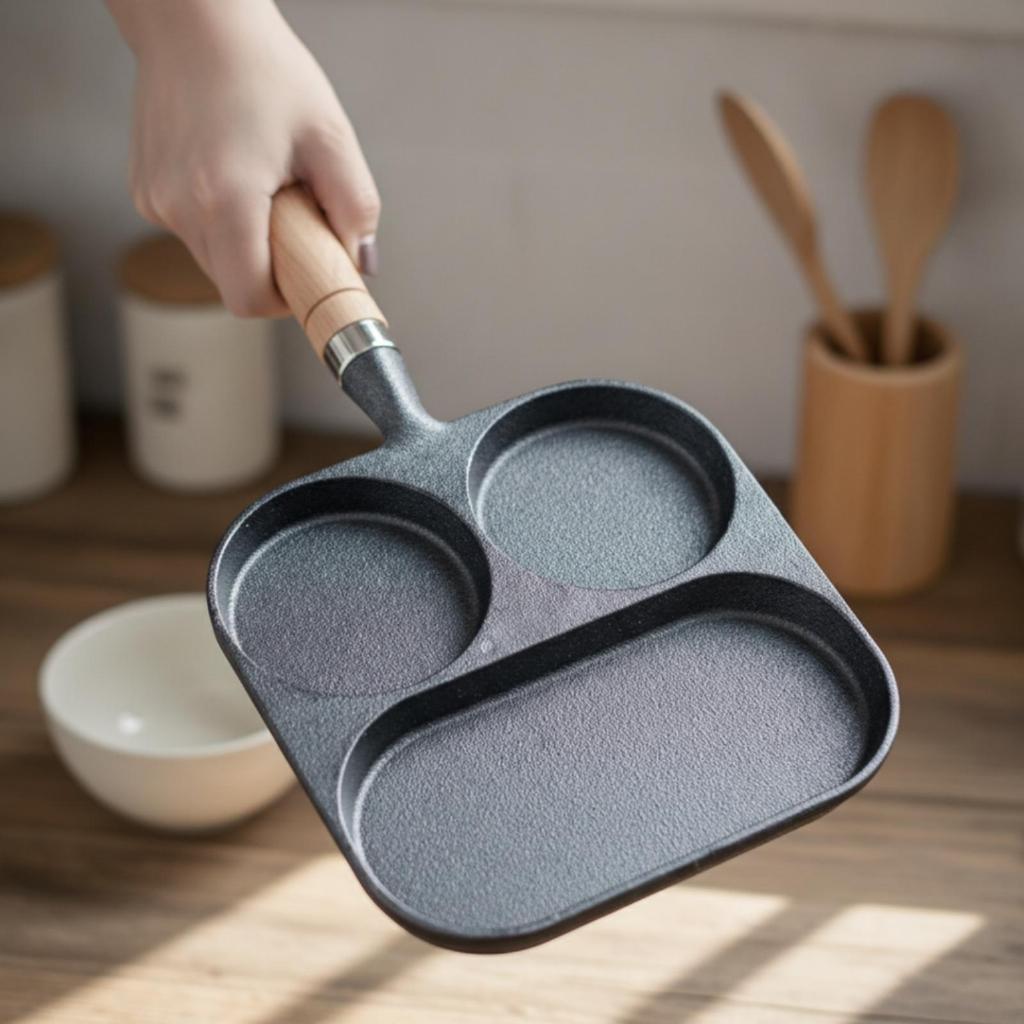 Cast Iron Pan with Wooden Handle Induction InductionreadySection PreSeasoned Breakfast Skillet