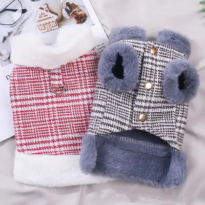 Winter Dog Jacket Lamb Fleece Warm Dog Clothes for Small Fur Collar Cotton Pet Outfits French Bulldog Coat Vest
