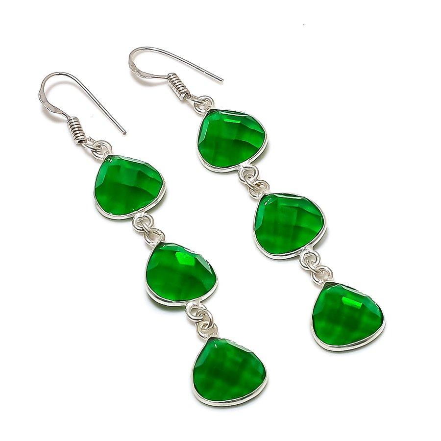 

Серьги из стерлингового серебра 925 пробы с натуральным хромдиопсидом 2,80 дюйма U5C35