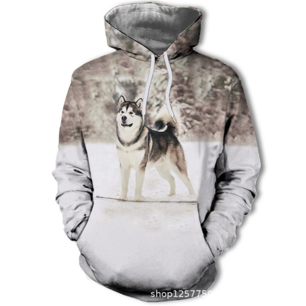 Spring Autumn Men's Junior Wolf Hoodie Fashion 3D Wolf Printing Loose Streetwear Funny Animal Street Hip Hop Casual Sweatshirt