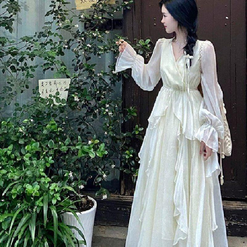 Gentle wind dress autumn fairy super fairy French temperament seaside vacation long-sleeved skirt long