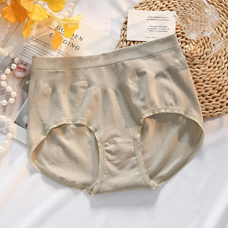 Große Größe Damen Frühling und Herbst Reine Baumwolle Antibakterieller Schritt Nahtlos Hohe Taille Dreieck Slip