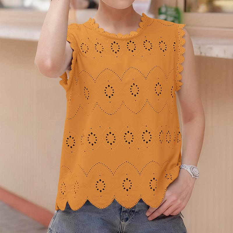 

ZANZEA Women Casual Round Neck Summer Sleeveless Patchwork Crochet Tank Tops 4XL