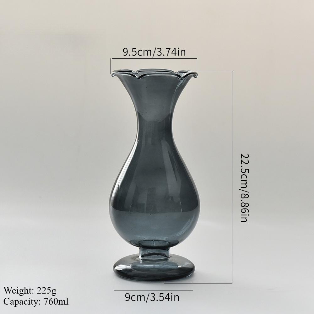 French-style Colored Transparent Glass Vase for Hydroponic Flower Arrangement Suitable As Dining Table Home Decorative Item