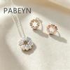 925 Sterling Silver Stylish Simple Round Heart Pendant Necklace Earrings Set, Birthday Anniversary Wedding Party Gift