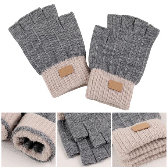 Fingerless Gloves for Women Men Winter Knitted Half Finger Gloves Soft Stretchy Warm Mittens for Working Typing Writing Running