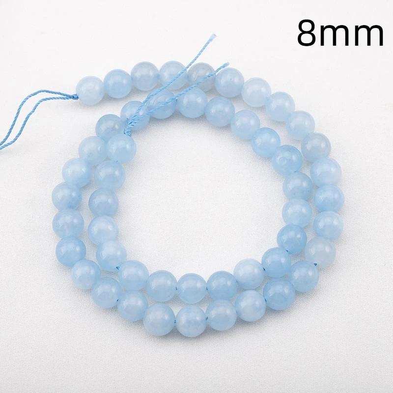 Aquamarine Round Blue Gemstone Beads High Luster Natural Stone for DIY Jewelry Making Necklace Bracelet Handcraft Gifts