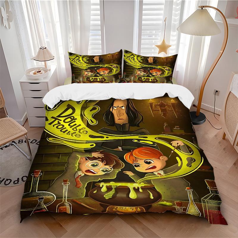 

3pcs Harry Potter Bedding Set, Soft Polyester Duvet Cover and Pillowcases Machine Washable Seasons all suitable 88 135x200cm