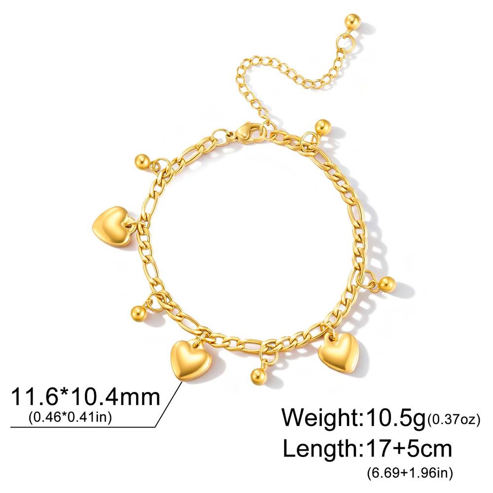 My Shape Heart Charms Beads Bracelets for Women Love Heart Pendants Hand Chain Stainless Steel Jewelry Valentine's Day Gifts