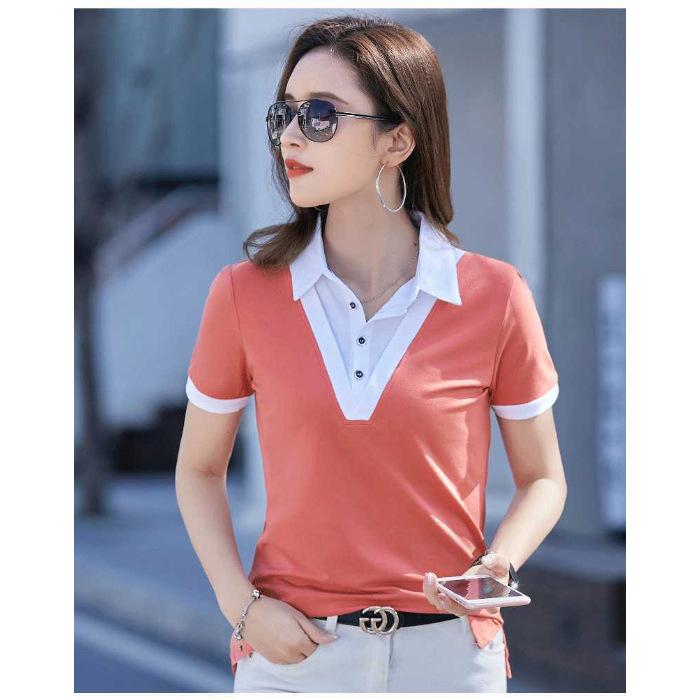 Fake two-piece bottoming shirt femininity polo collar short-sleeved top women's t-shirt