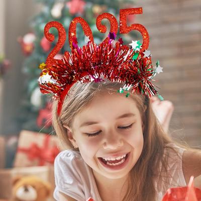 Cosplay Hair Hoop Glitter 2025 Number Decor New Year Headband High Elastic Design Hair Band Christmas Party Decoration