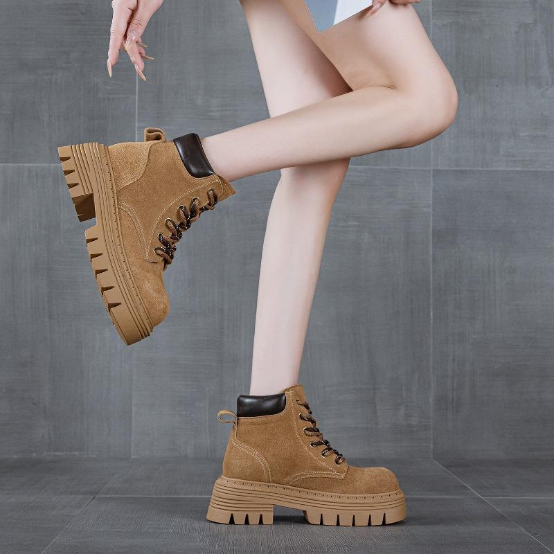 Läder Martin boots höst ny tjock sula hel läder höjning. Cm lätta vardagliga bomullsskor för kvinnor
