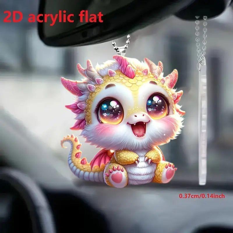 Colorful Cartoon Acrylic Dragon Car Interior Decor Pendant For Rearview Mirror