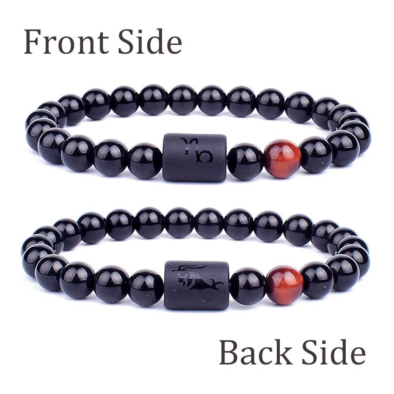 8mm Beads 12 Constellation Charm Woven Bracelet Zodiac Sign Black Braided Aries Leo Libra Women Men Couple Bracelet Jewelry Gift