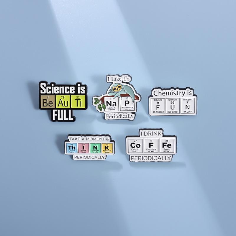 Chemical Element Cartoon Symbol Badges: Cute Metal Brooches for Backpack and Clothing Decoration