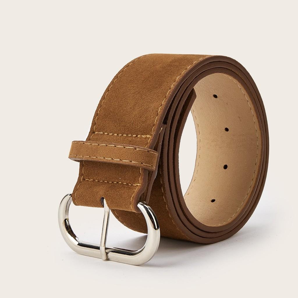 Retro Street Style Solid Color Suede Women Casual Wide Belt For Daily Outfits