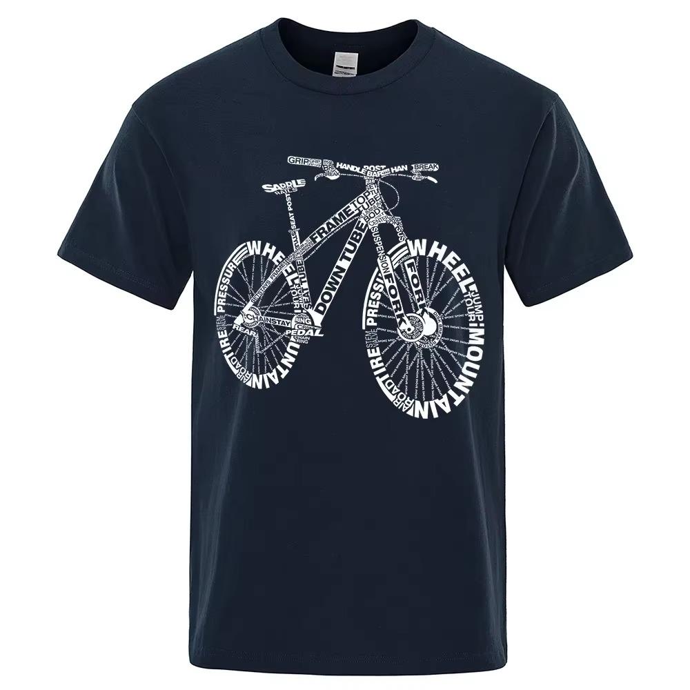 Alphabet Style Mountain Bike Funny Print T-Shirts Men Summer Breathable Short Sleeves Loose Oversized Vintage Tee Clothes Unisex
