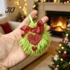 Faux Rabbit Fur Hanging Decor Pom Poms Christmas Ornaments, 2.3 Inch Soft Fluffy Green Ball Lightweight Party Favors Decoration with Glitter