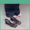Human Footwear Summer Leopard Print Pu Slip On Open Toe Flat Sandals For Women