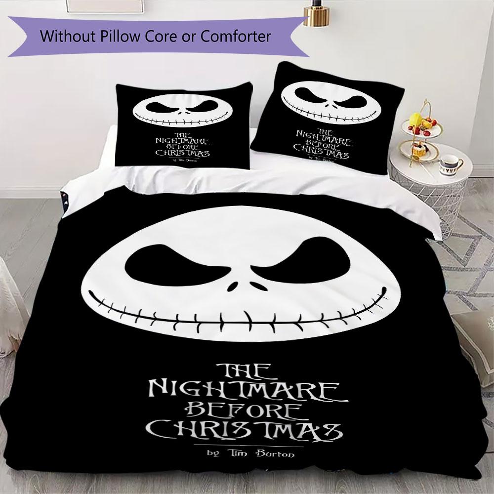 Christmas Jack Skull Prints bedding, duvet cover and pillowcases, birthday gift (1 duvet cover + 2 pillowcases, pillow insert not included)JM006