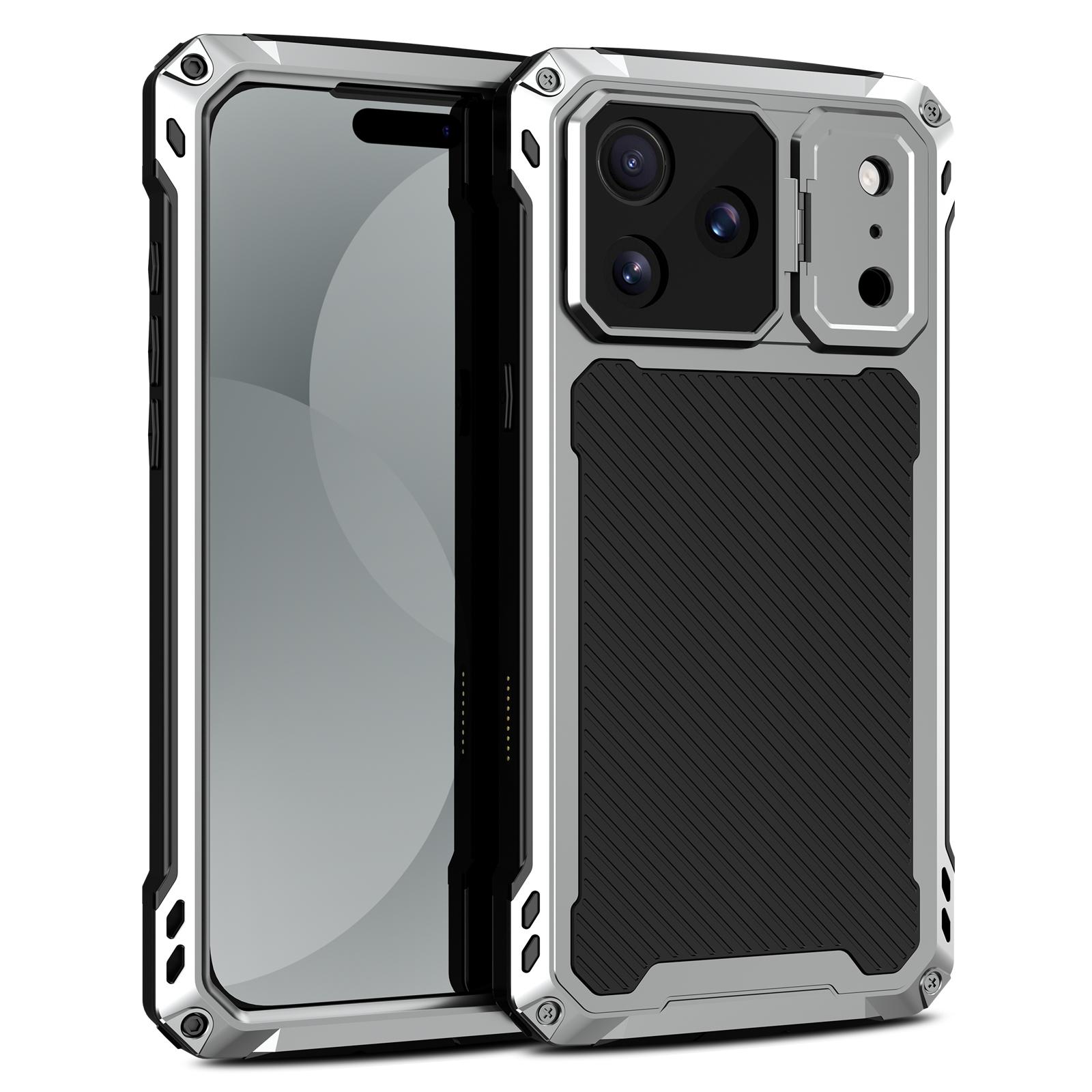 

Для iPhone 17 Pro Max / Air / 16 E / 15 / 14 Чехол 360 Металлический Алюминиевый Закаленное Стекло Экран Камера Объектив Защита Подставка Крышка iPhone17 Pro Max серебряный