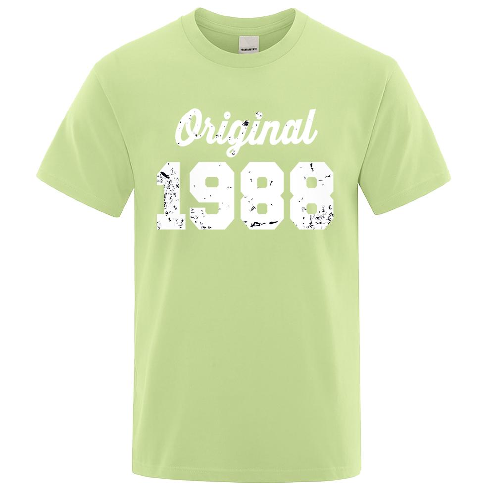 Original 1988 White Letter Print Male Tshirts Breathable Clothes High Quality Tee Clothes Hip Hop O-Neck Cotton Tshirt Couple