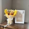 Finished Cute Bear Flower Bouquet Woven Simulation Crochet Bouquet Artificial Flowers