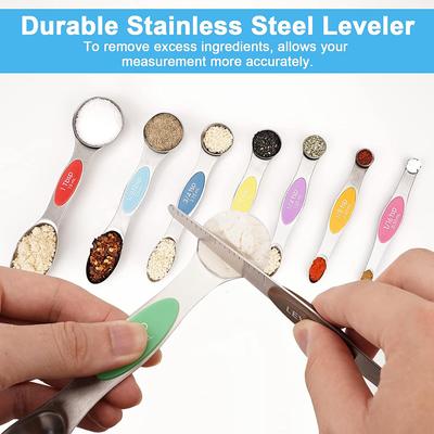 9-teiliges magnetisches Messlöffel-Set, beidseitig, Edelstahl, kleiner Esslöffel, Teelöffel, passt in Gewürzgläser