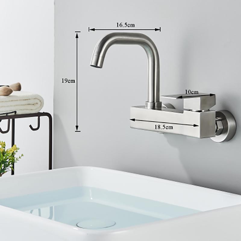 Basin Faucet Wall-mounted Sink Faucet Bathroom Single Faucet Hot and Cold Mixing Faucet Sink Universal Swivel Faucet