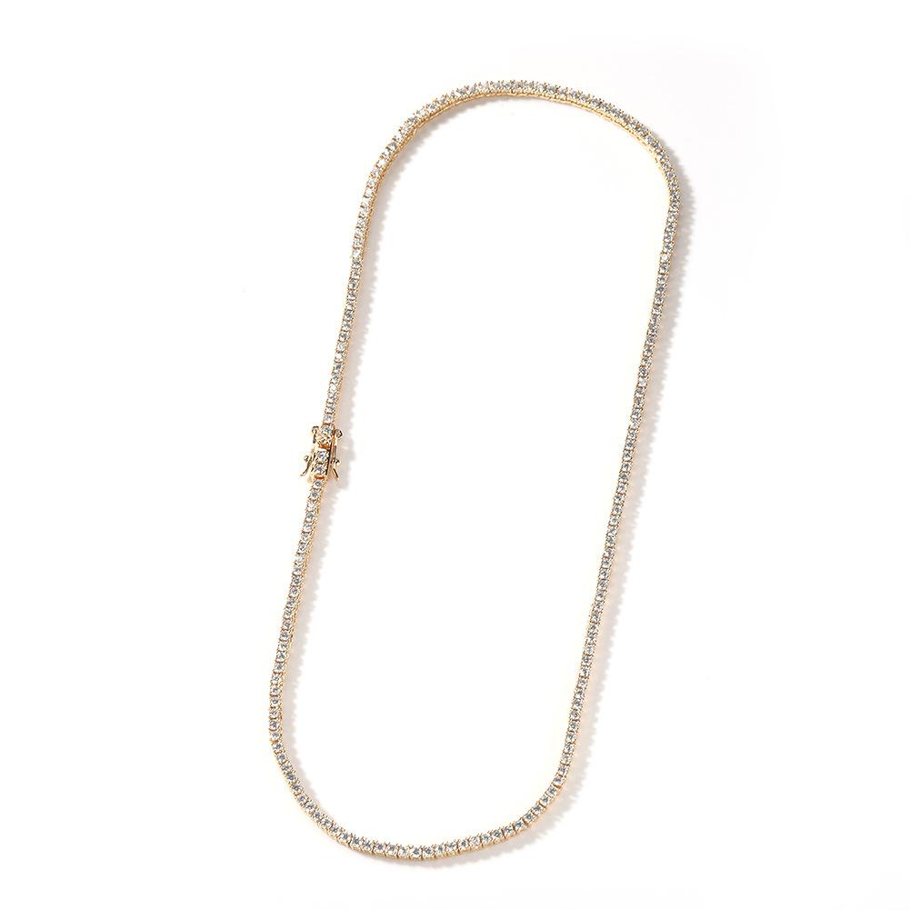 2mm řadový zirkonový náhrdelník AAA zirkonový tenisový řetízek Osobní trendový náhrdelník pro muže a ženy, šperky dárky