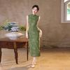 Grøn ærmeløs national stil ny kinesisk dagligdag Suzhou lang cheongsam forbedret ung 1011 ny kvinders høje sans
