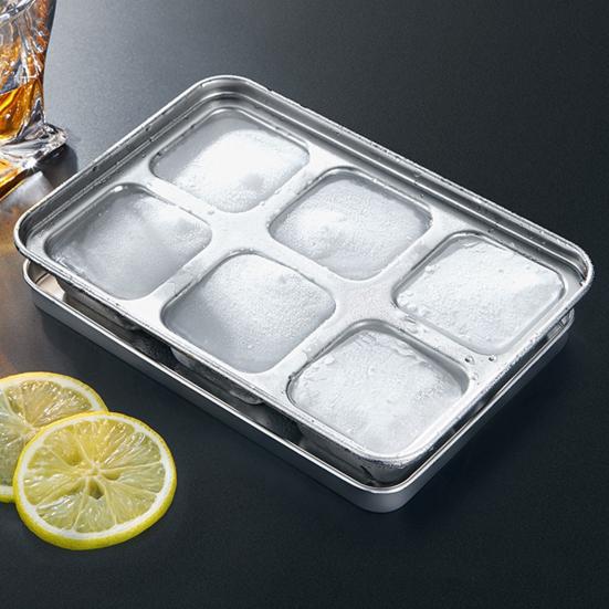 Vassoio per Cubetti di Ghiaccio in Acciaio Inossidabile 6 Cavità Stampo per Cubetti di Ghiaccio Grandi per Whiskey Rilascio Rapido Scioglimento Lento Produttore di Cubetti di Ghiaccio per Whiskey per Cocktail Caffè