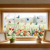 Decorative Window Cling Colorful Flower Butterfly Cling, Waterproof PVC Static Glass Sticker, Sticker Removable No Adhesive for Home Bedroom