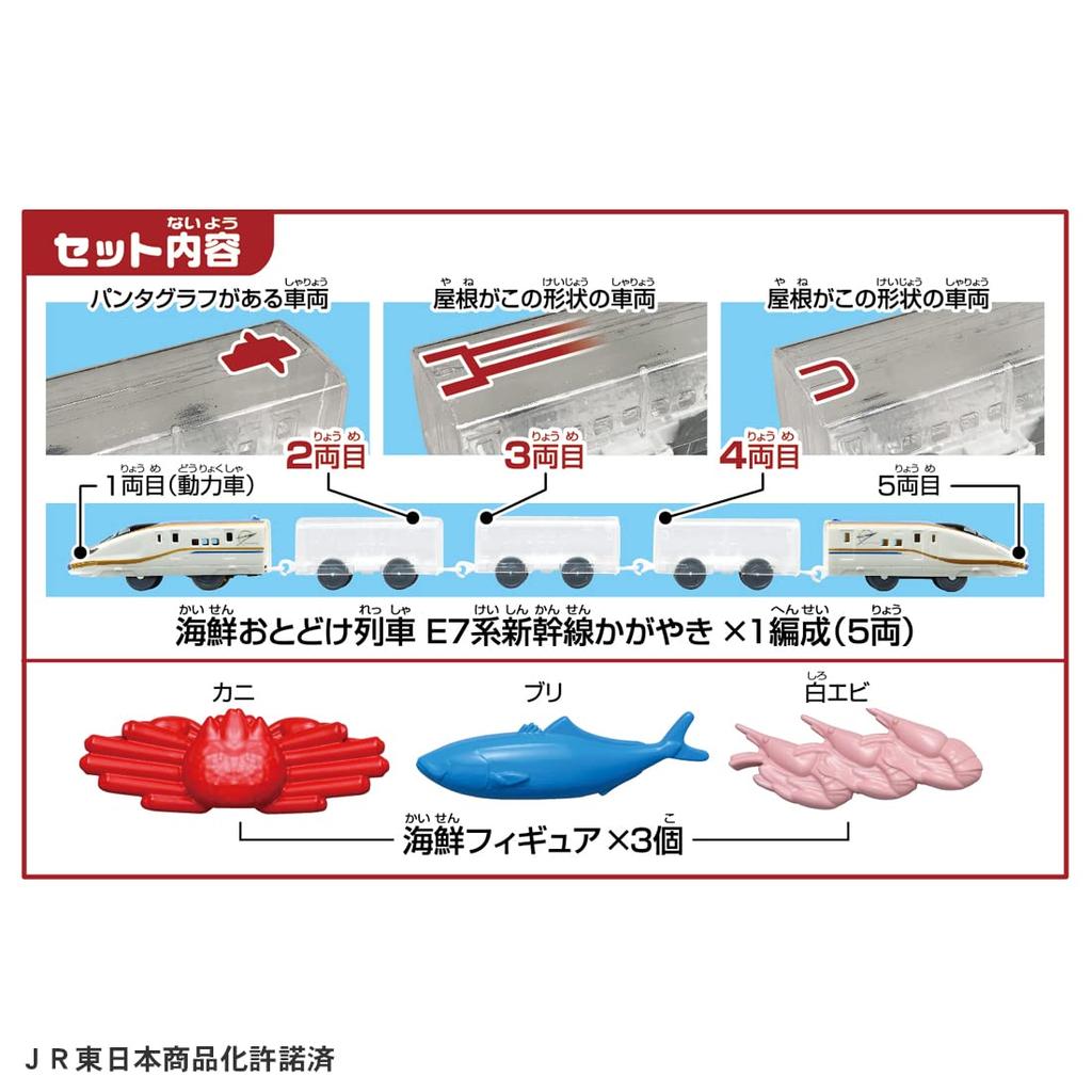 Takara Tomy Plarail Seafood Delivery Train E7 Series Shinkansen Kagayaki Train Toy for Ages 3 and Up