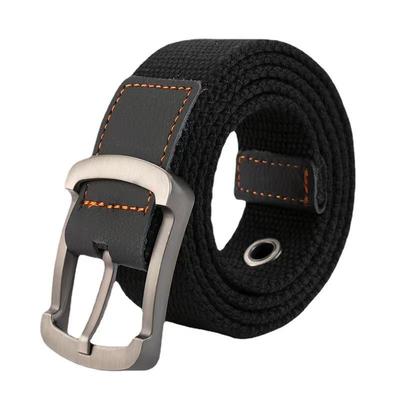 Unisex Braided Canvas Belt with Pin Buckle for Jeans