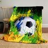 A Soccer Ball Surrounded by Dynamic Splashes of Yellow, Green, and Blue. for All Seasons Blanket Lunch Break Throw Gift