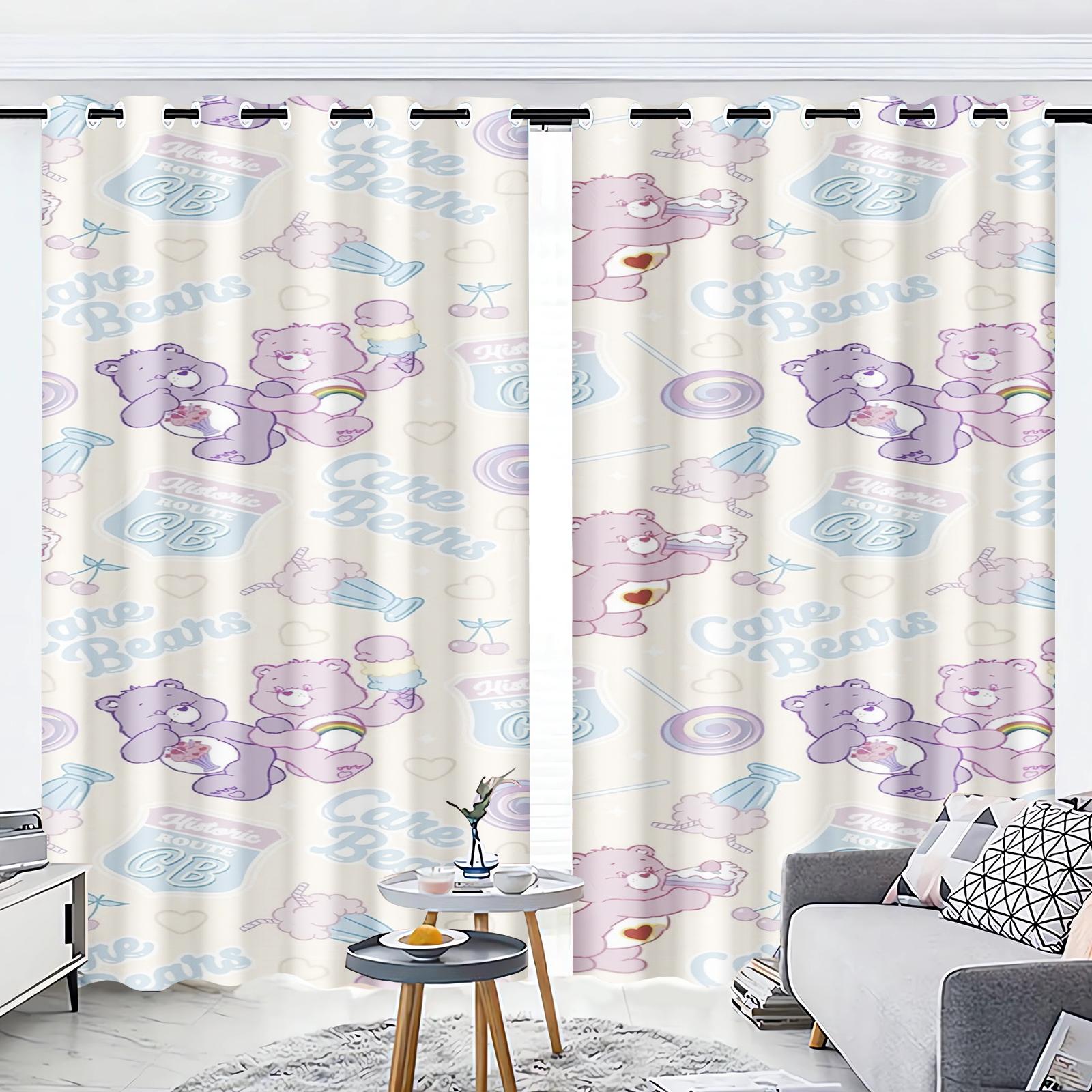 Tonnika Chen Rainbow Bear Cartoon Curtain Window Decoration Care Bears Polyester Shade Curtains Bedroom Living Room Home Tablets Sets Perfect For Area