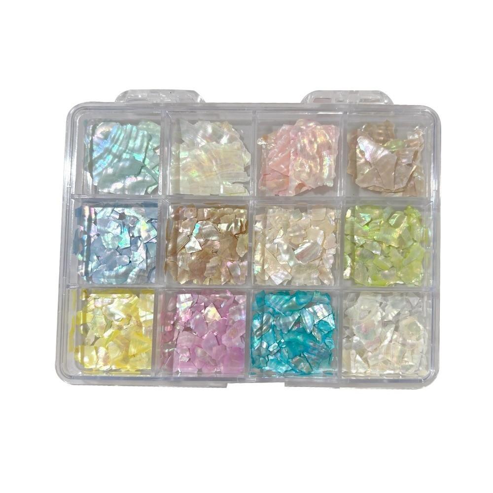12Grids/Box Aurora Shell Nail Art Sequins Accessories Nail Art Stickers Set  Nail Art Supplies