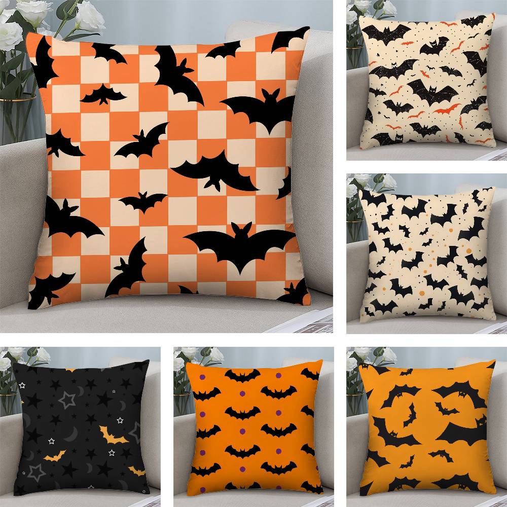 Halloween Scary Bats Pillow Case Plush Fabric Soft Double Sided Print Sofa Cushion Cover Throw Pillow Covers