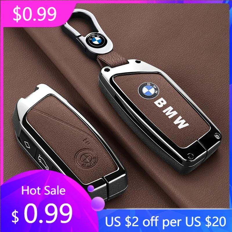 Nouveau Porte-clés Coque de clé de voiture en cuir véritable Anneau Porte-clés Pour BMW I7 X7 G07 LCI I20 U11 IX X1 Série 7 G70 G09 XM U06