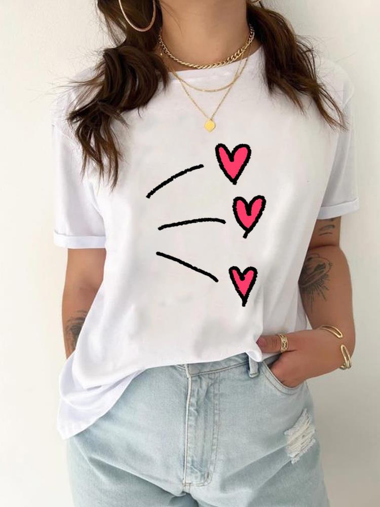 (Asijská velikost) Oblečení Tričko Tričko Akvarel Love Trend 90. léta Top Ženy Žena Potisk Móda Dámská Trička s krátkým rukávem Grafika