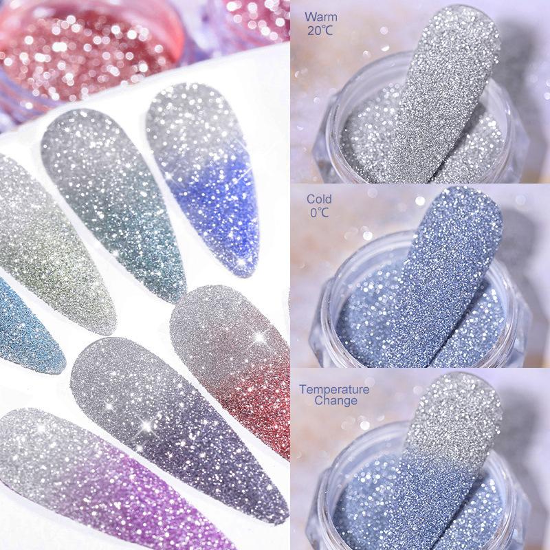 Poudre de diamant brisée chaude et explosive, poudre de sucre cristallisée, paillettes pour ongles, poudre rebondissante de diamants colorés pailletés