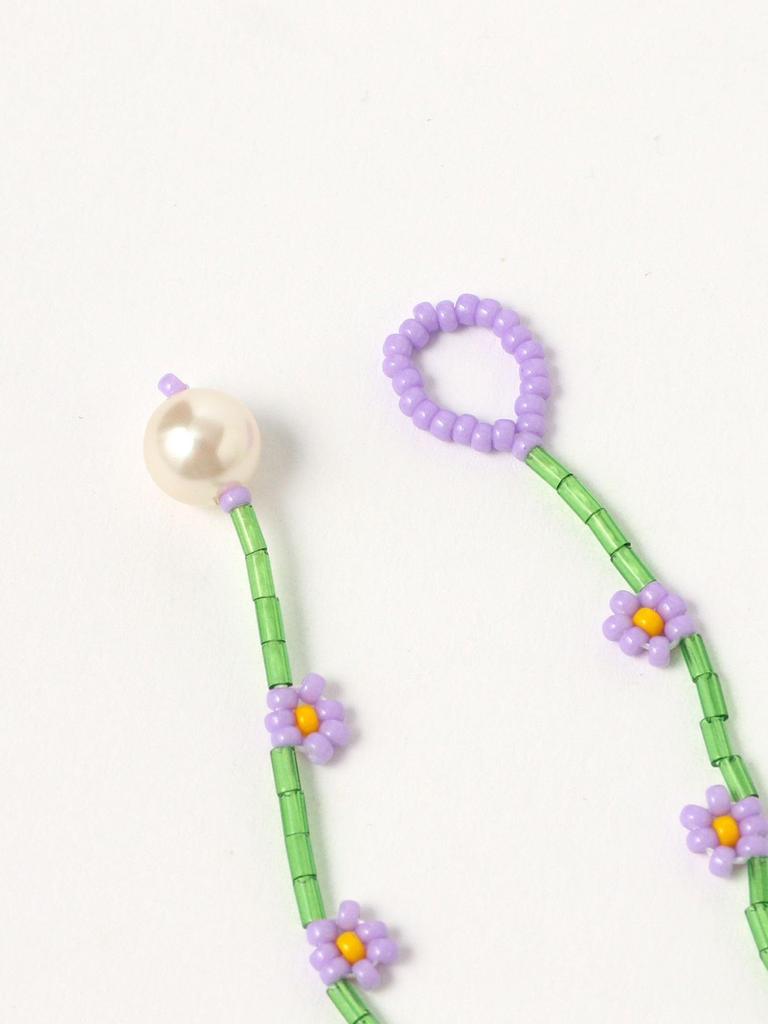 Ray Beams Petite Flower Beaded Bracelet for One Size Women, Green/Purple,