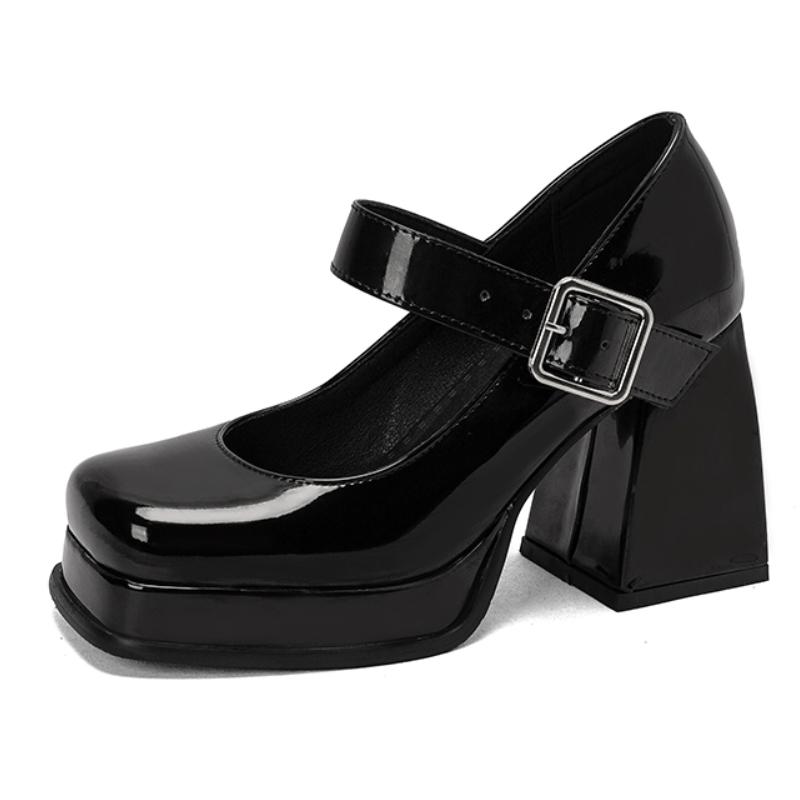 

Женские туфли-лодочки на высоком каблуке, большой размер 46, туфли в стиле Лолита, Мэри Джейн, элегантные черные, красные, розовые, свадебные туфли на каблуке для девочки 39 чёрный