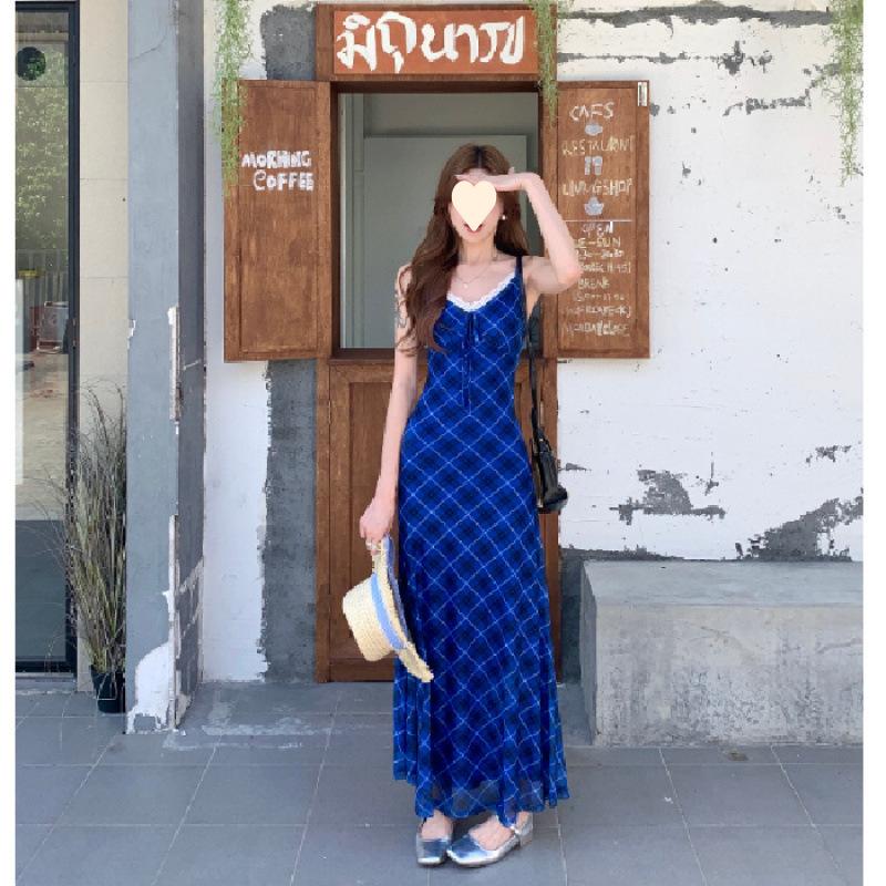 Ретро клетчатое платье на подтяжках летнее новое модное дизайн в стиле Spice Girls облегающее платье женское S