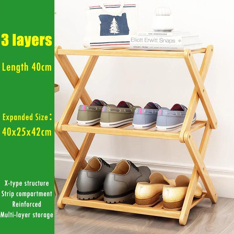 Multilayer Bamboo Folding Shoe Rack Entrance Hallway Storage Shelf Home Furniture Shoes Cabinet Space Saving Organizer