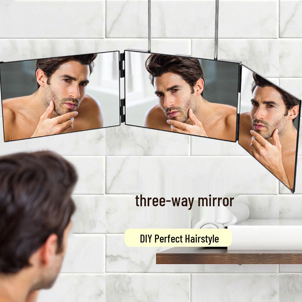 Adjustable LED Folding Three-Sided Mirror for Hairdressing & Makeup